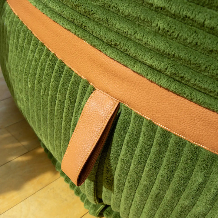 Fuf XXL Huge Bean Bag Chair 
 vegan leather accents and carry handle #color_moss-green-corded-plush