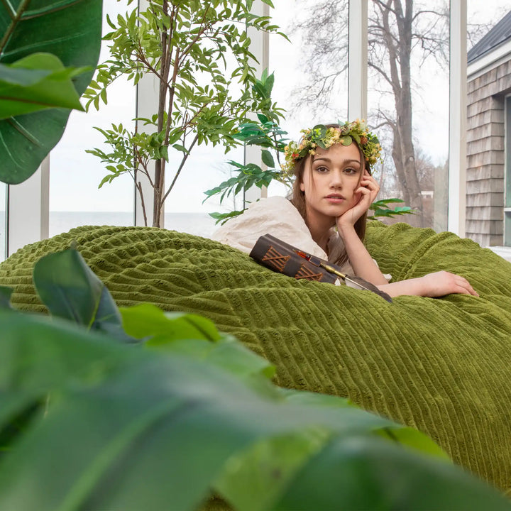 Fuf XXL Huge Bean Bag Chair 
 relax in style and comfort #color_moss-green-corded-plush