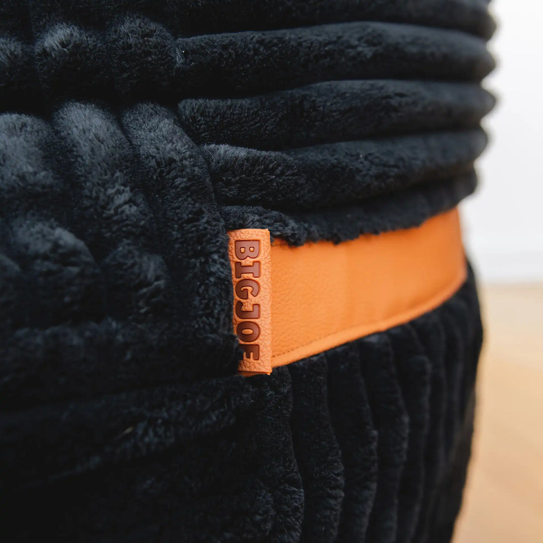 Fuf XXL Huge Bean Bag Chair 
 vegan leather accents #color_black-licorice-corded-plush