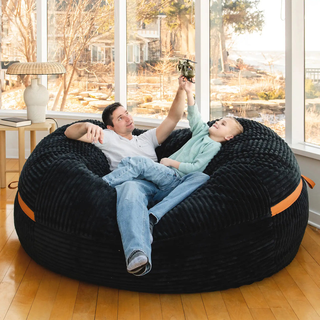 Fuf XXL Huge Bean Bag Chair 
 black licorice corded plush #color_black-licorice-corded-plush