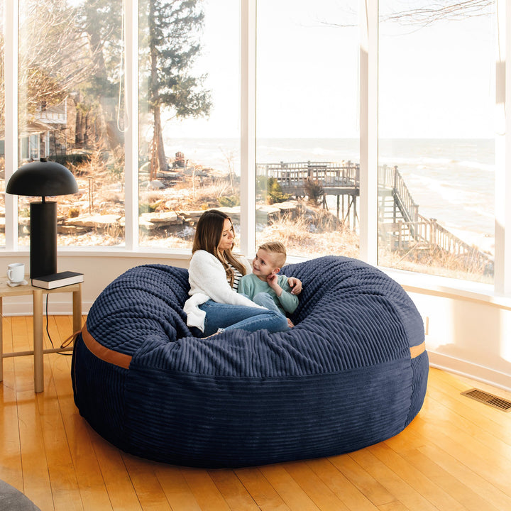 Big Joe Fuf XXL Foam Beanbag  Midnight Blue Corded Plush #color_midnight-blue-corded-plush