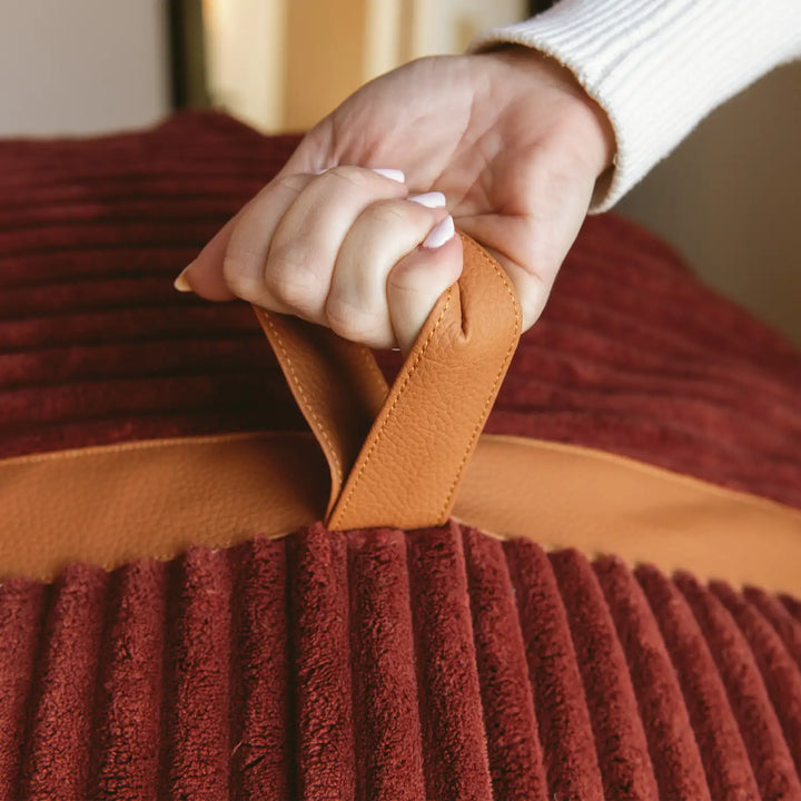 Fuf XXL Oversized Family Bean Bag Chair vegan leather handle 
 #color_deep-terracotta-corded-plush