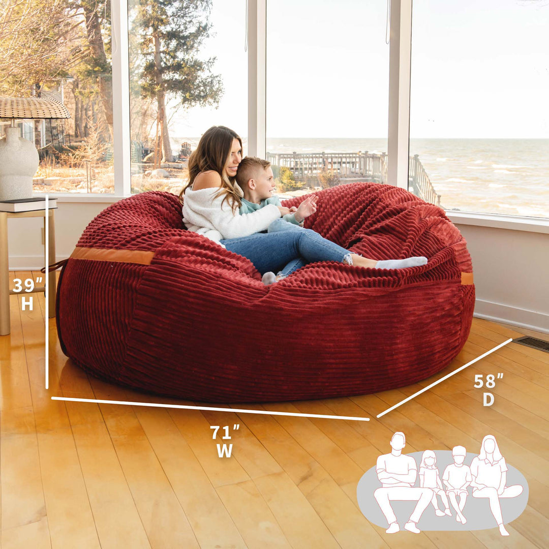 Dimensions fuf xxl bean bag  #color_deep-terracotta-corded-plush