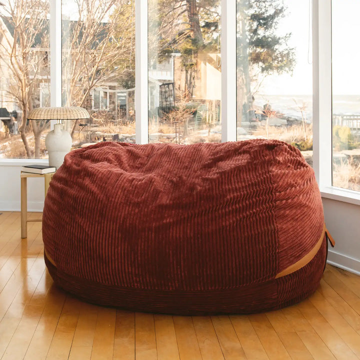 Fuf XXL Oversized Family Bean Bag Chair front #color_deep-terracotta-corded-plush