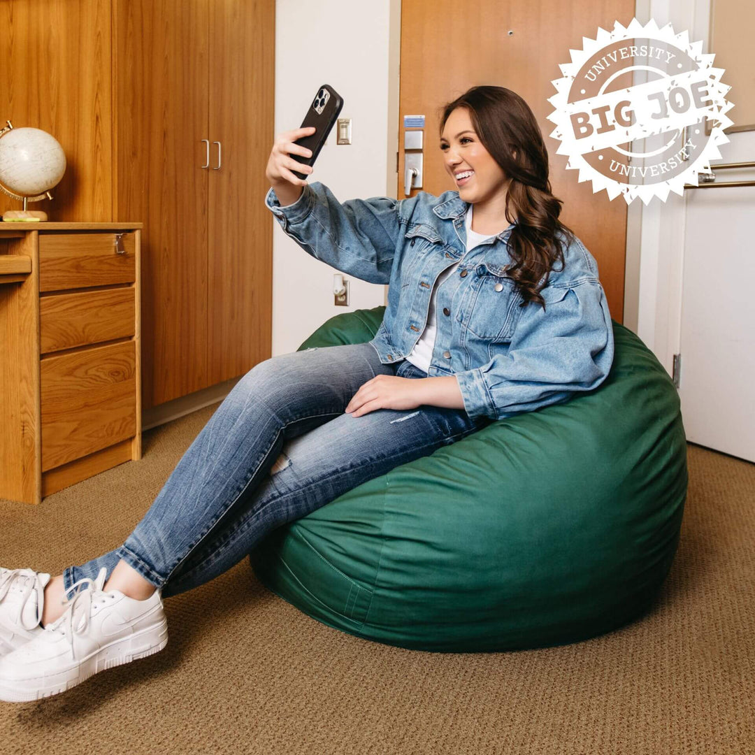 Dorm Fuf foam filled beanbag chair #color_collegiate-green-brushed-denim