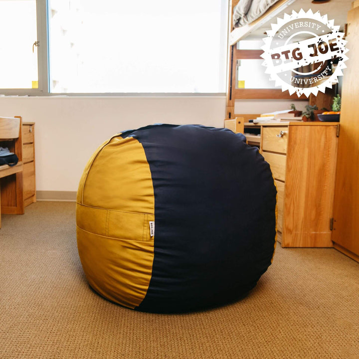 Maize and Blue side fuf medium foam beanbag #color_blue-gold-brushed-denim