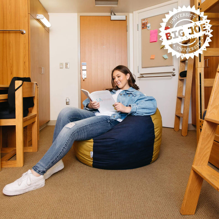 Maize and Blue Foam beanbag chair #color_blue-gold-brushed-denim