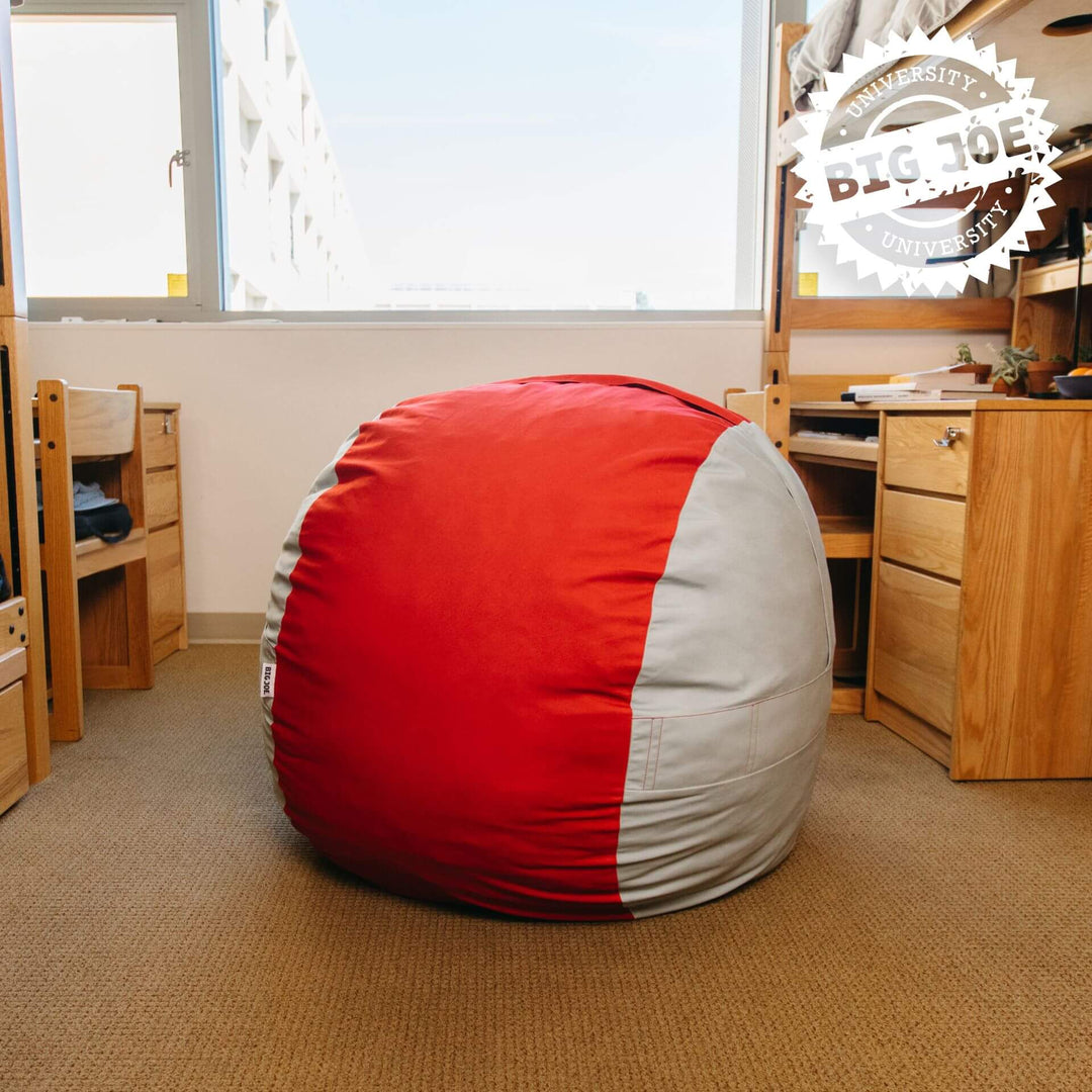 Team colors foam beanbag #color_scarlet-grey-brushed-denim