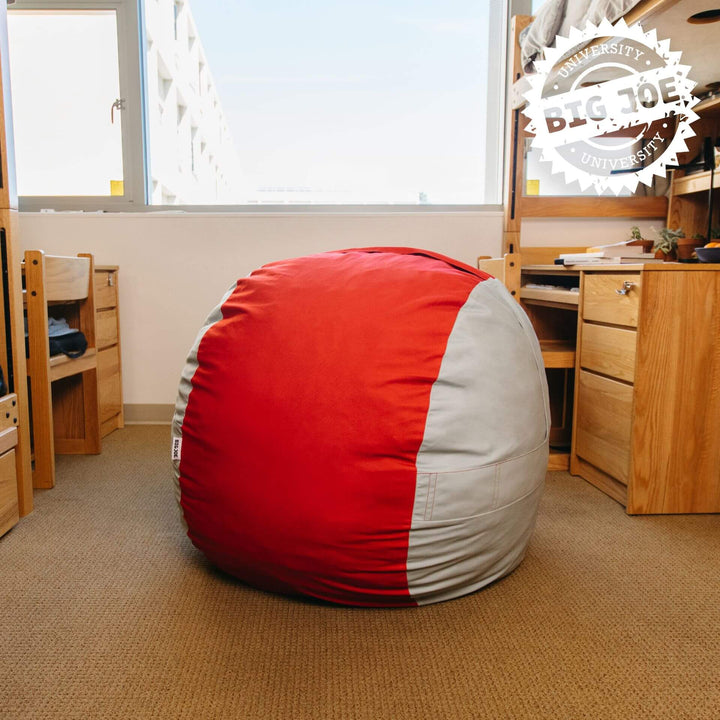 Team colors foam beanbag #color_scarlet-grey-brushed-denim