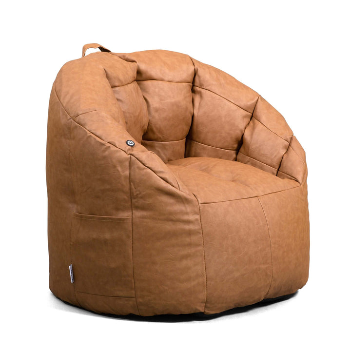 Side Milano Vibe Bean Bag Chair #color_caramel-vegan-leather
