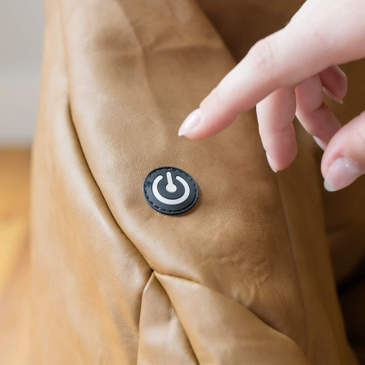 Massage Button Milano Vibe Bean Bag Chair #color_caramel-vegan-leather