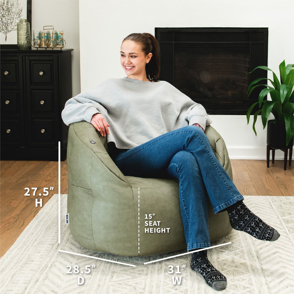 Dimensions Milano with Vibe in Olive Green vegan leather #color_olive-green-vegan-leather