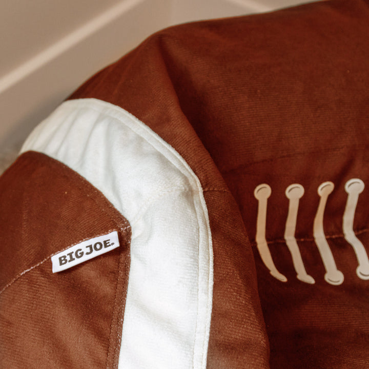 Football bean bag chair for kids with laces