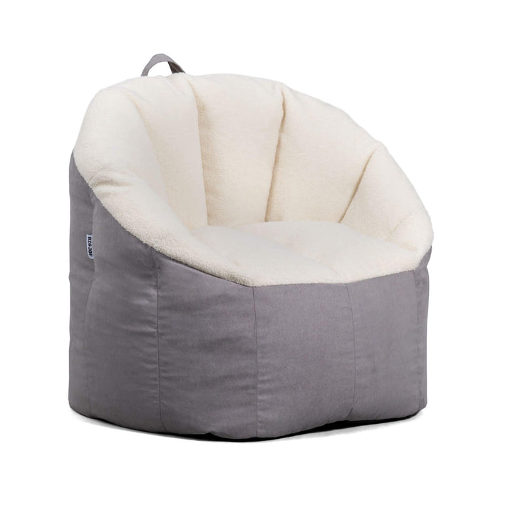 Milano bean filled beanbag side #color_graphite-sherpa-vegan-suede