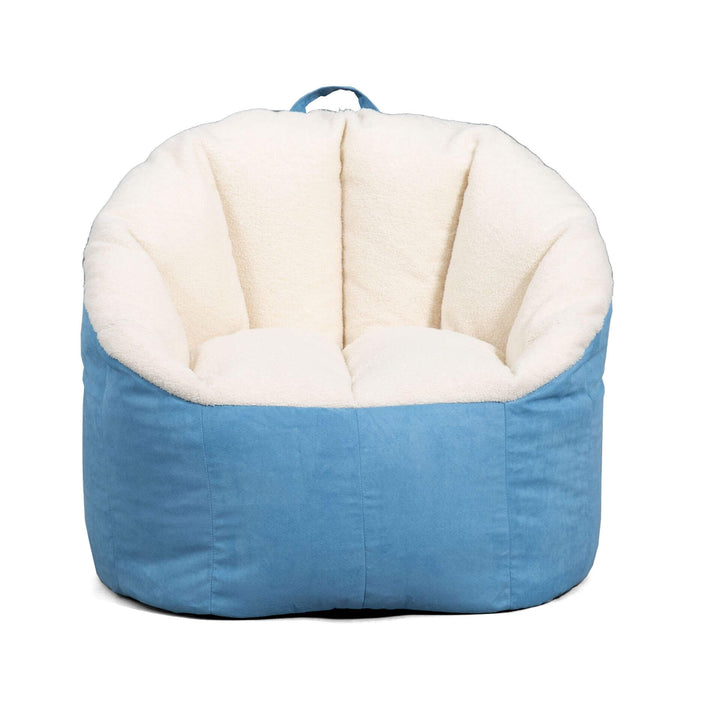 Milano relaxed beanbag chair for adults front #color_dusty-blue-sherpa-vegan-suede