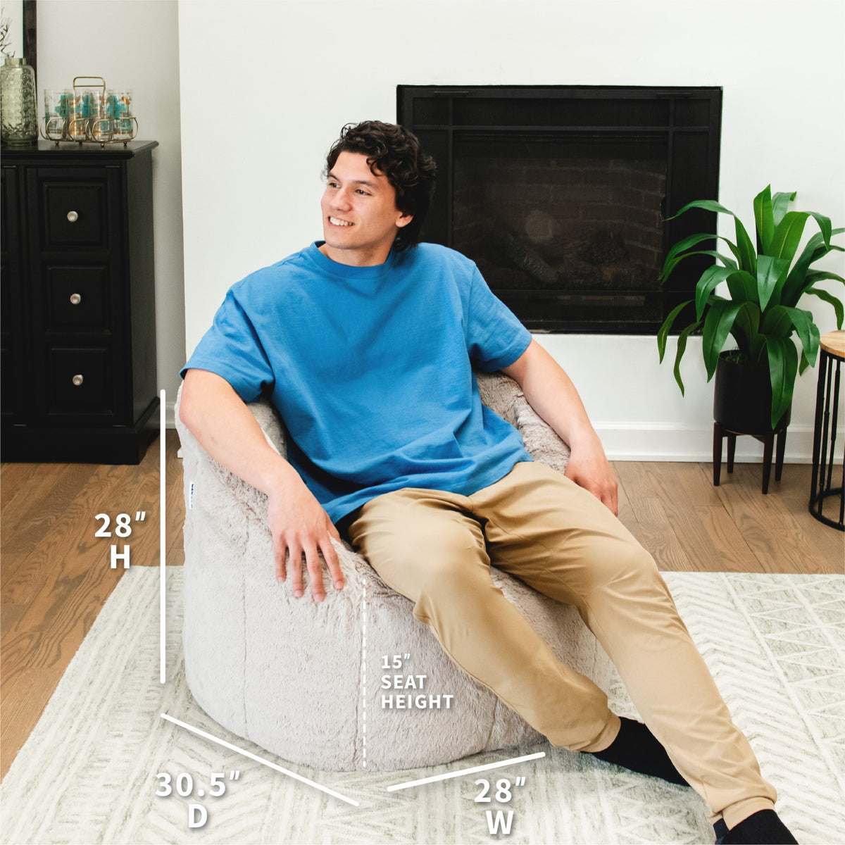 Dimensions Milano Bean Bag Chair in Palomino Plushie Fabric