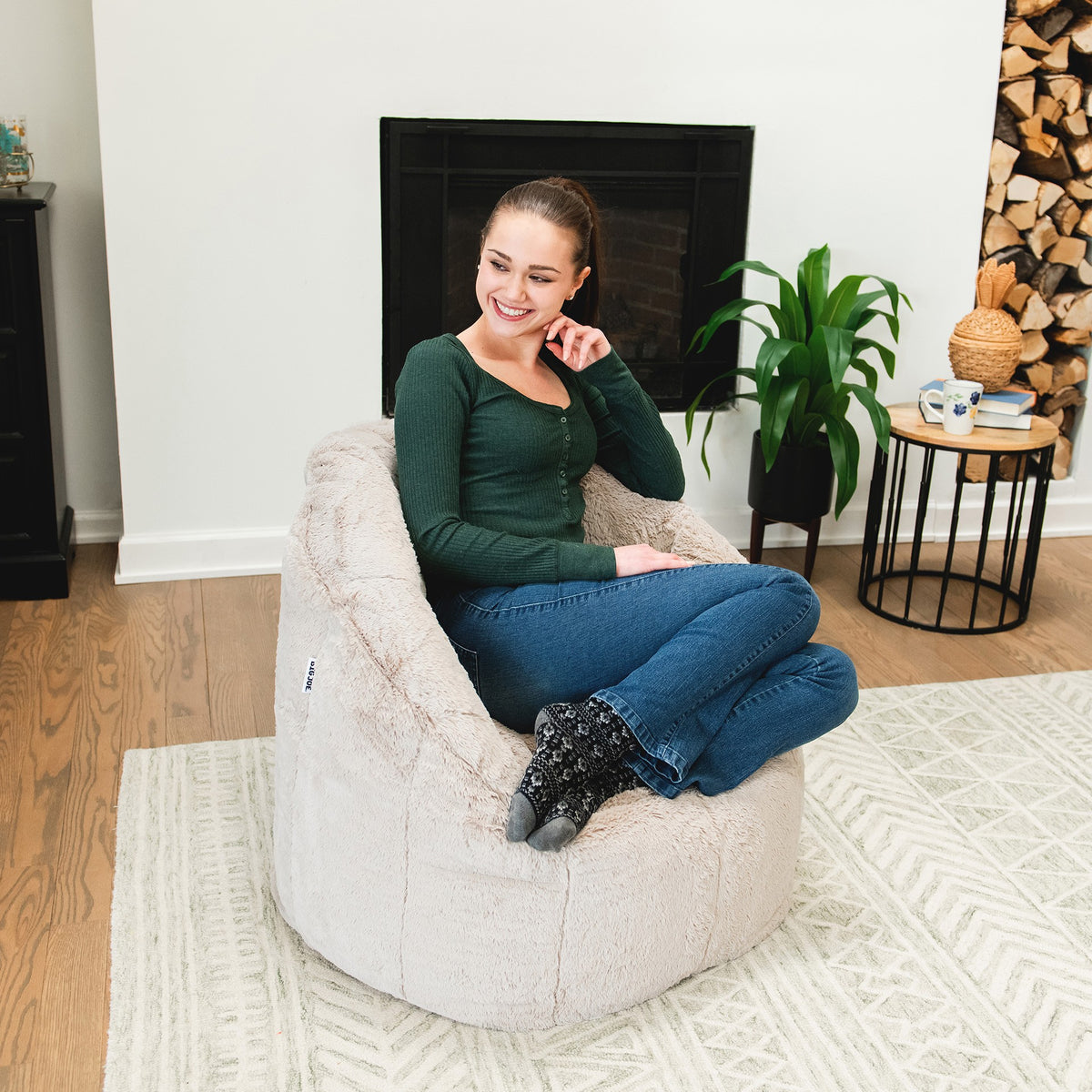 Milano Bean Bag Chair in Palomino Plushie Fabric