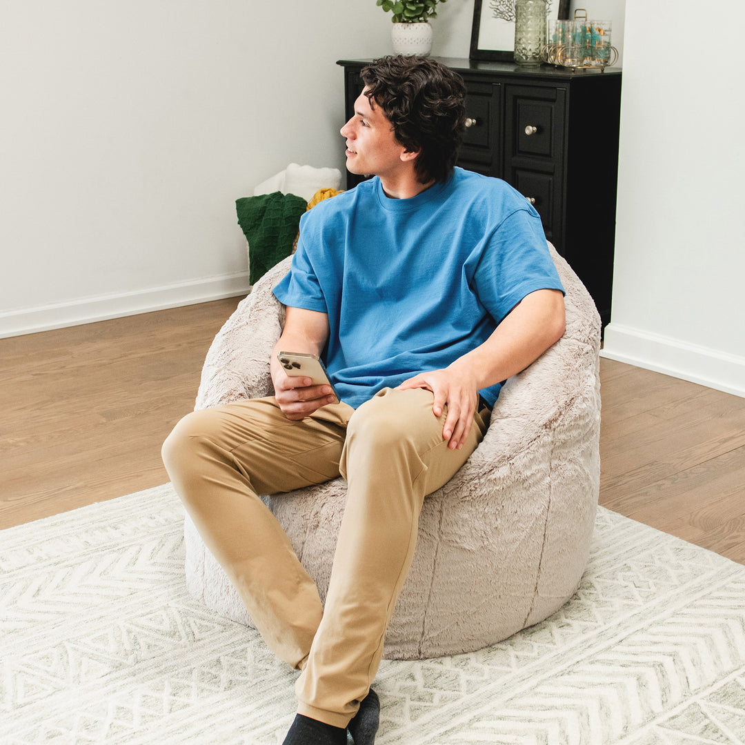 Milano Bean Bag Chair in Palomino Plushie Fabric #color_palomino-plushie