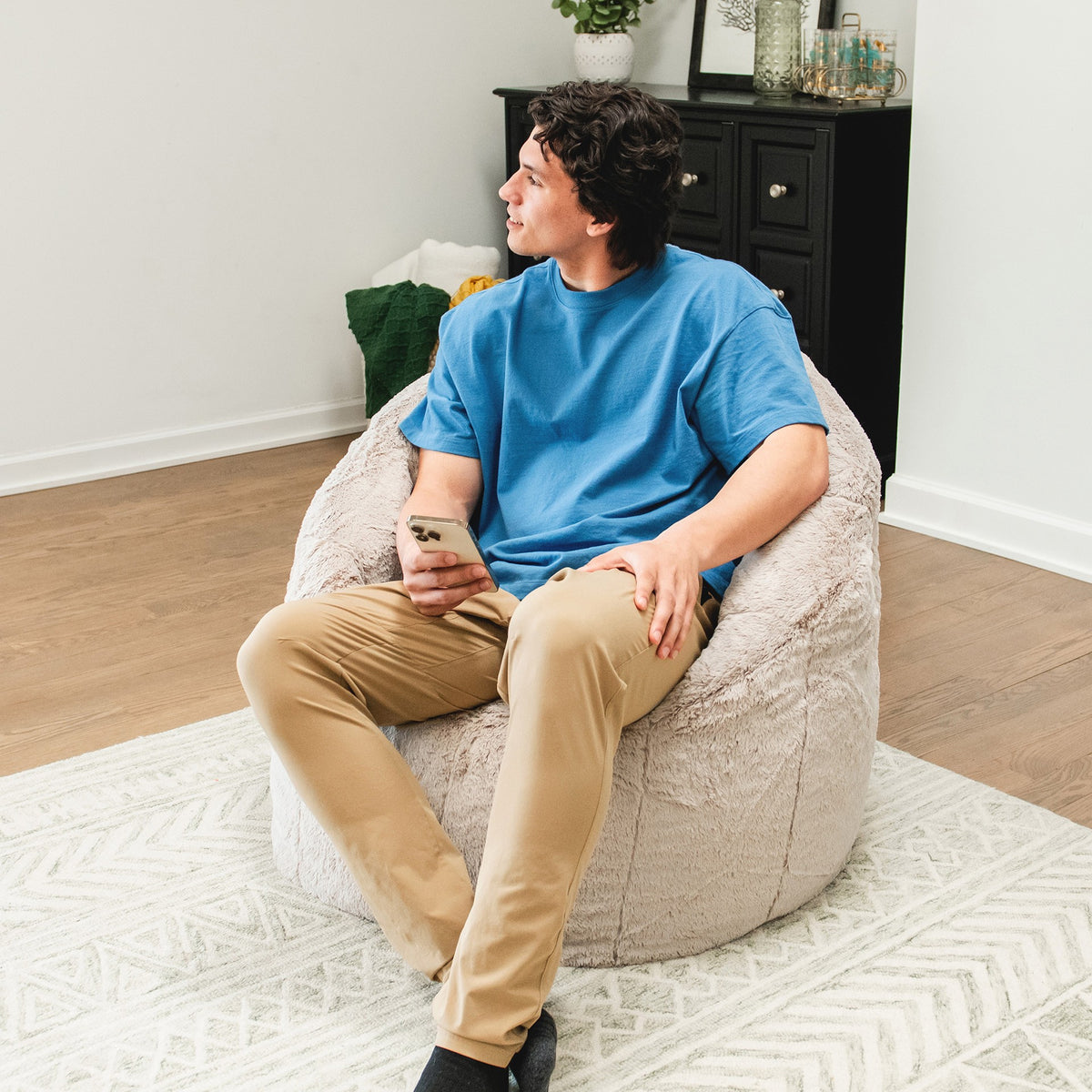 Milano Bean Bag Chair in Palomino Plushie Fabric