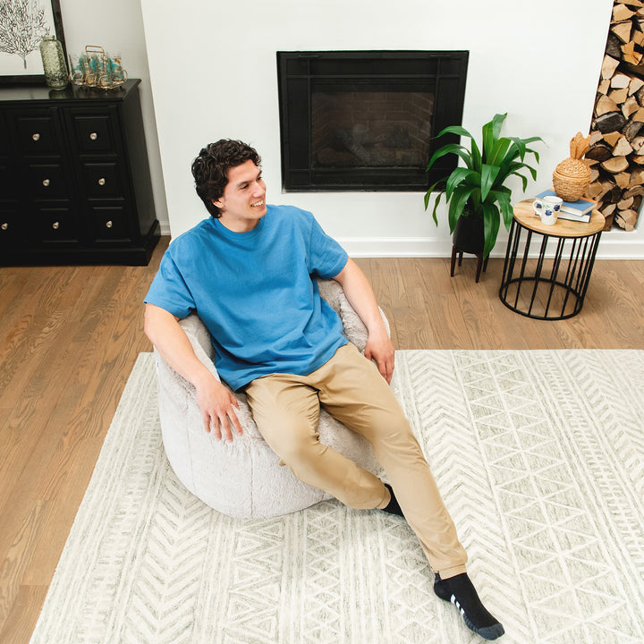 Milano Bean Bag Chair in Palomino Plushie Fabric #color_palomino-plushie