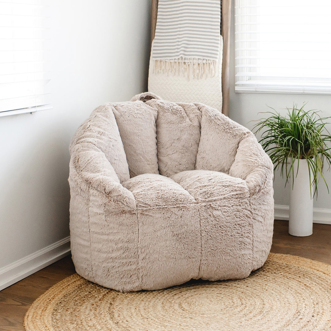 Milano Bean Bag Chair in Palomino Plushie Fabric #color_palomino-plushie