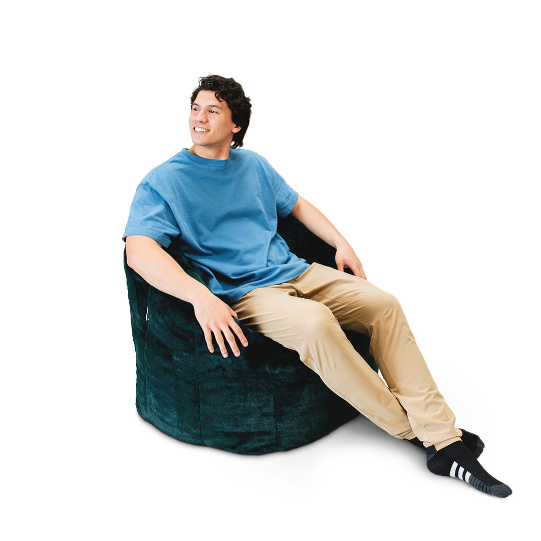 Milano Bean Bag Chair in Emerald Plushie Fabric #color_emerald-plushie
