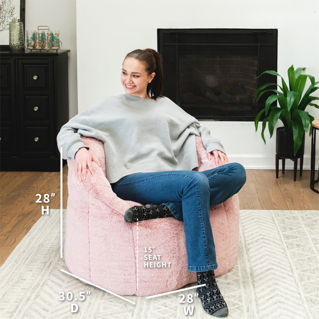 Dimensions Milano Bean Bag Chair in Pink Blush Plushie Fabric #color_pink-blush-plushie
