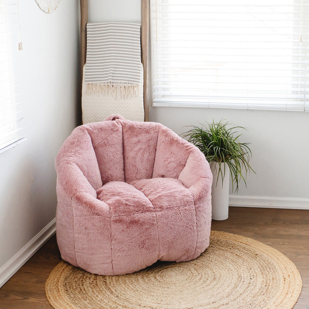 Milano Bean Bag Chair in Pink Blush Plushie Fabric #color_pink-blush-plushie