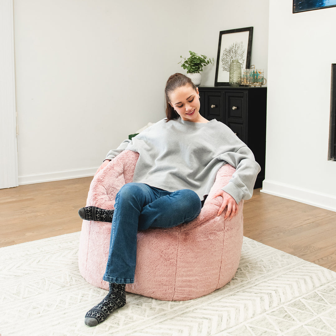 Milano Bean Bag Chair in Pink Blush Plushie Fabric #color_pink-blush-plushie