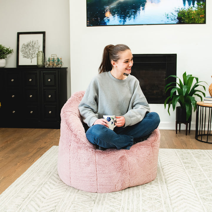 Milano Bean Bag Chair in Pink Blush Plushie Fabric #color_pink-blush-plushie