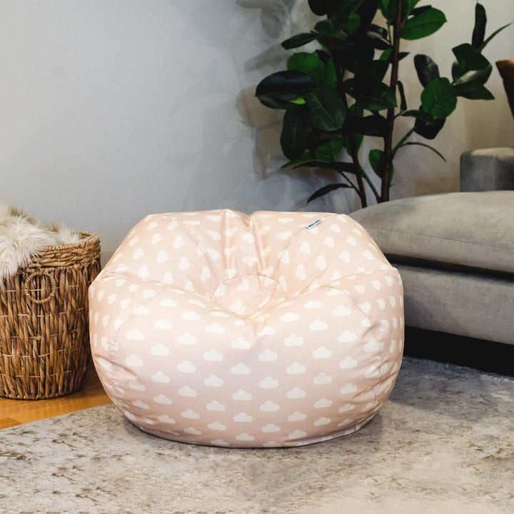 Kids polka dot bean bag chair #color_mini-clouds-oat-smartmax