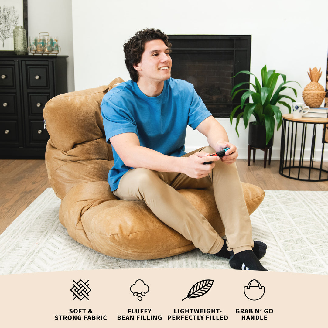 Features Roma Bean Bag Chair for adults #color_rustic-tan