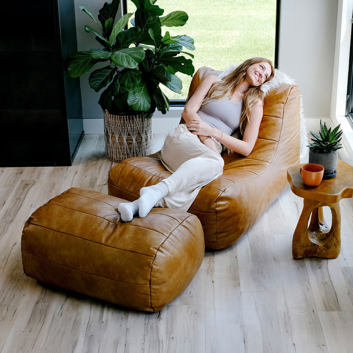 Leather chair and ottoman Modora Chair #color_copper-harbor-premium-vegan-leather