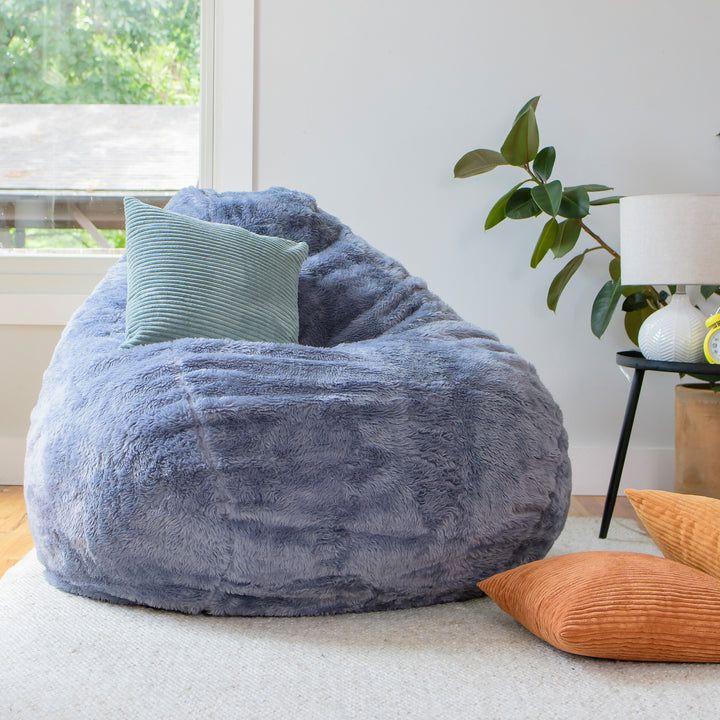 Modern Comfort Foam Filled Bean Bag Chair #color_stone-short-shag