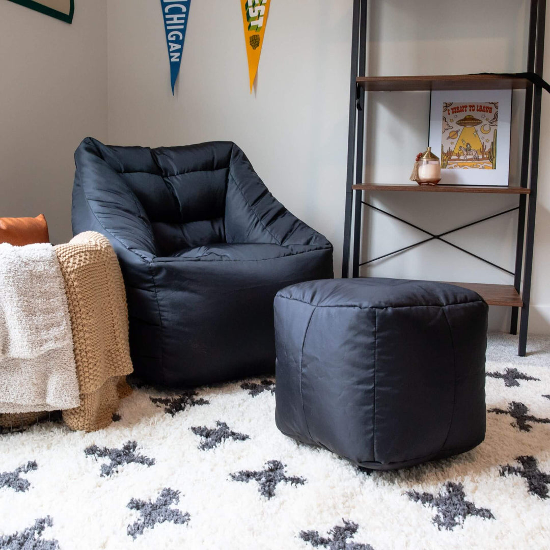 Black beanbag chair and ottoman #color_black-smartmax