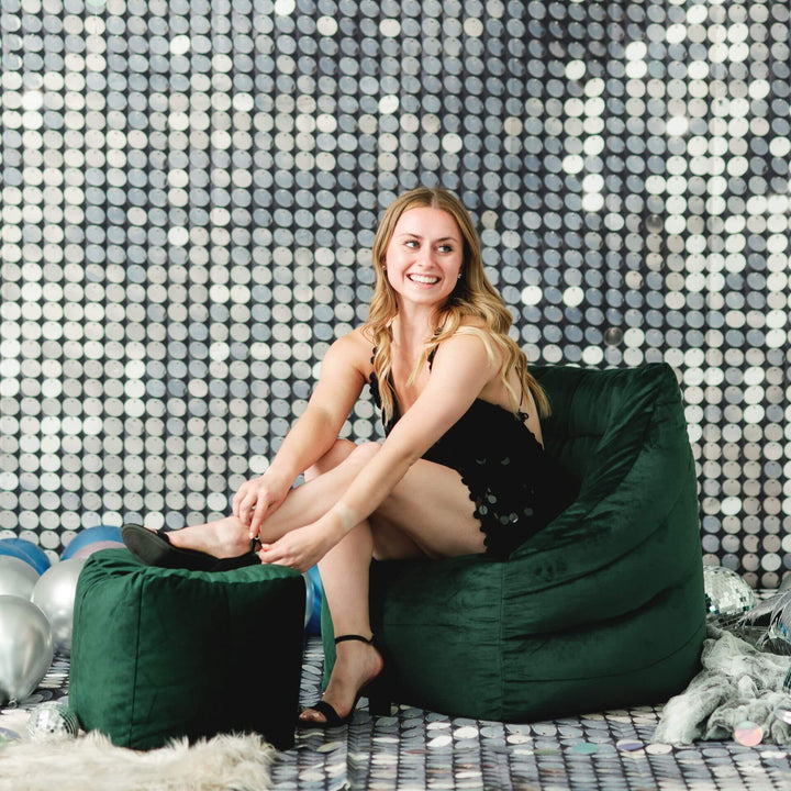 Aurora + Ottoman bean filled #color_deep-emerald-velvet
