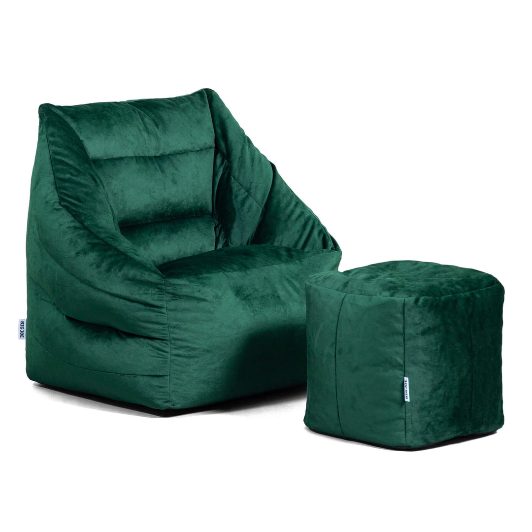 Aurora + Ottoman bean filled #color_deep-emerald-velvet