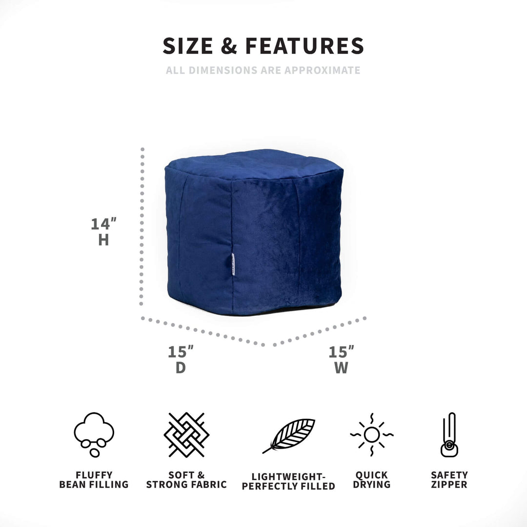 Aurora Ottoman bean bag chair #color_deep-navy-velvet