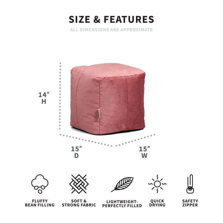 Aurora Bean Bag Ottoman Dimensions #color_toasted-mauve-velvet