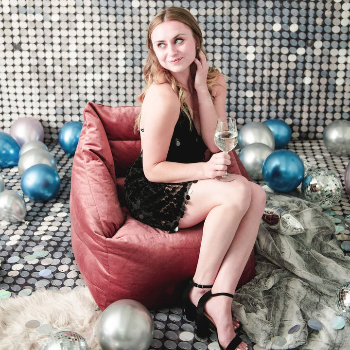 Aurora + Ottoman bean filled beanbag chair for relaxing #color_toasted-mauve-velvet