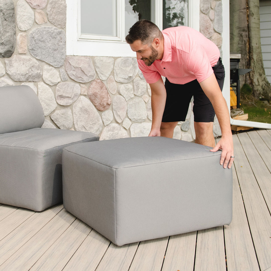 Patio ottoman outdoor lightweight #color_granite-bask