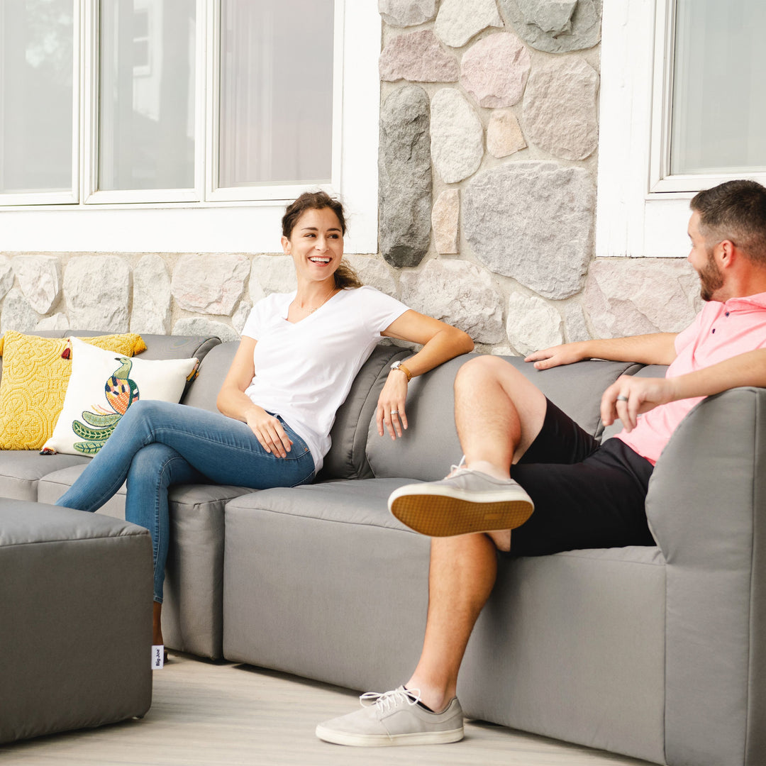 Fabric outdoor patio sectional 5pc enjoy company outdoors #color_granite-bask