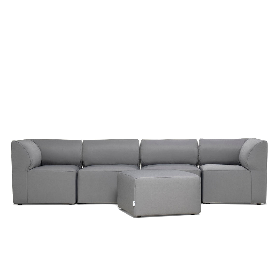 Fabric outdoor patio sectional 5pc lightweight #color_granite-bask