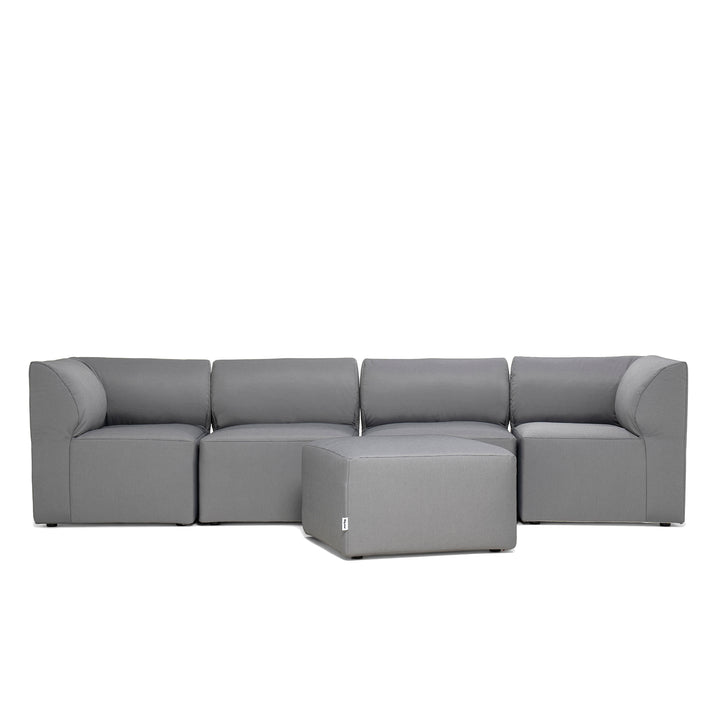 Fabric outdoor patio sectional 5pc lightweight #color_granite-bask