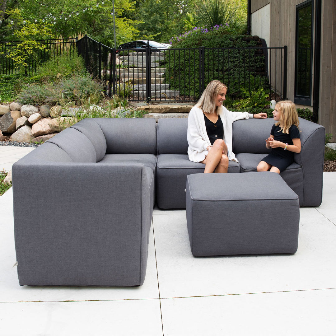 6 Piece Patio Sectional Set Outdoor Furniture #color_smoke-gray