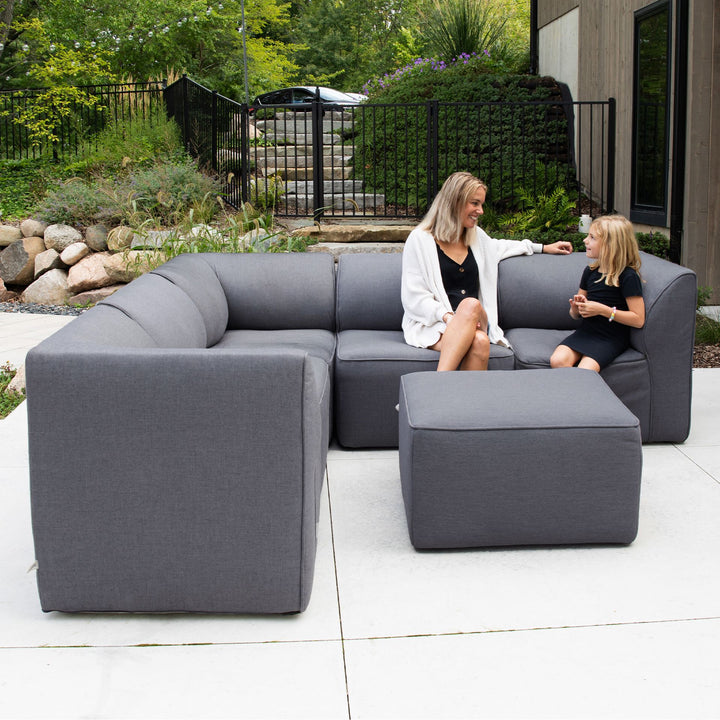 6 Piece Patio Sectional Set Outdoor Furniture #color_smoke-gray