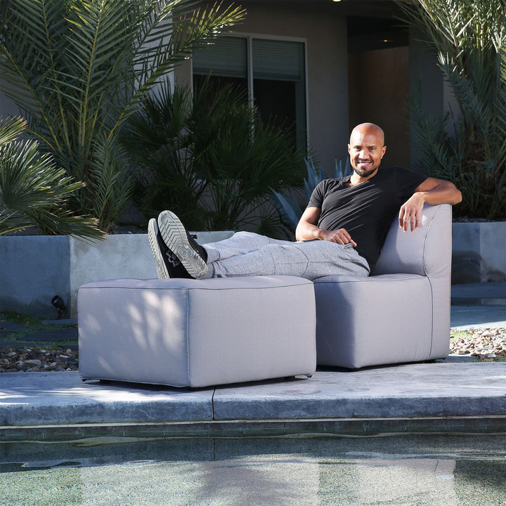 2 Piece Chaise Sectional Outdoor Patio Furniture man relaxing #color_fresh-gray