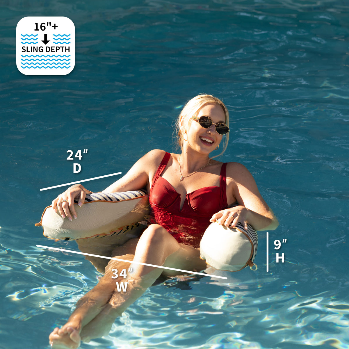 Dimensions for Lux Bali Sling Pool Float