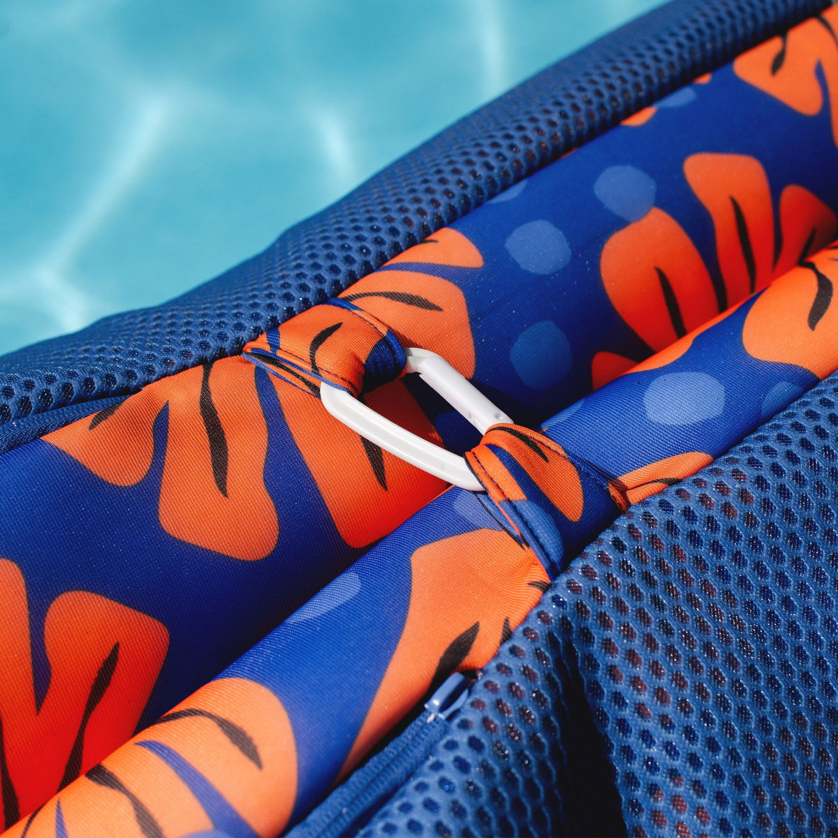 Clip to hold hammock sling pool float