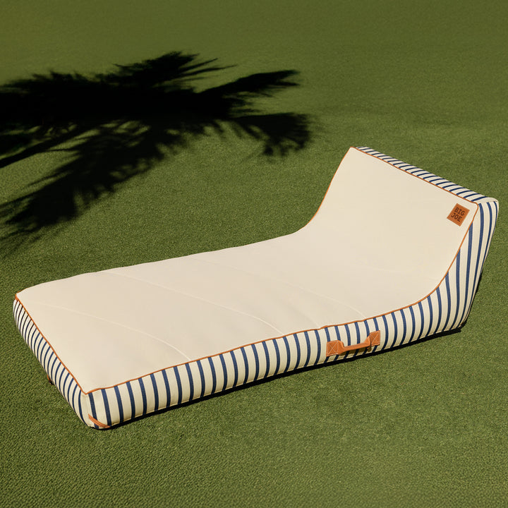 Lux Inflatable chaise fabric lined lounger #color_navy-and-ivory-stripe